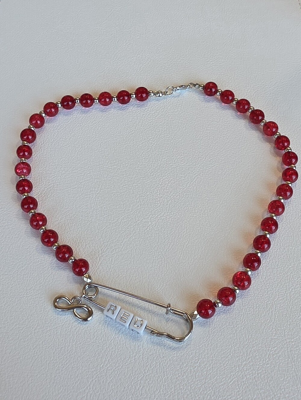 Handcrafted Red TV Beaded Choker Necklace